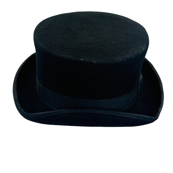 Vintage Equestrian Hunt Top Hat Wool Felt Riding Hat Rear Bow England Victorian - Picture 8 of 15